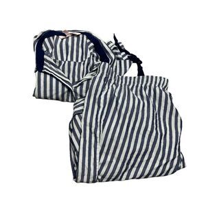 Victoria's‎ Secret XL Blue White Striped Button Down Shirt + Pants Pajama Set